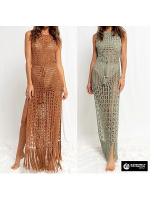 Copricostume Vestito Lungo Donna Mare Uncinetto Woman Boho Chic Dress COV0258